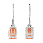 Morganite Triplet Quartz  Solitaire Lever Back Earrings in Sterling Silver 4.88 ct.
