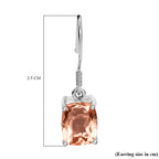 Morganite Triplet Quartz  Solitaire Lever Back Earrings in Sterling Silver 4.88 ct.