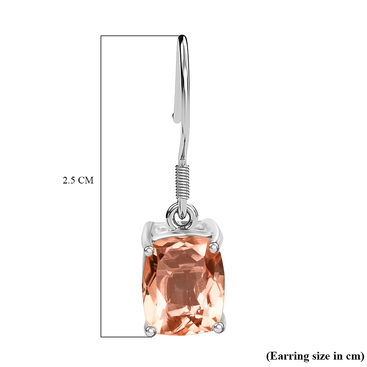 Morganite Triplet Quartz  Solitaire Lever Back Earrings in Sterling Silver 4.88 ct. 7859481 5