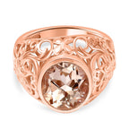 Morganite Colour Quartz Solitaire Ring 4.976 ct.
