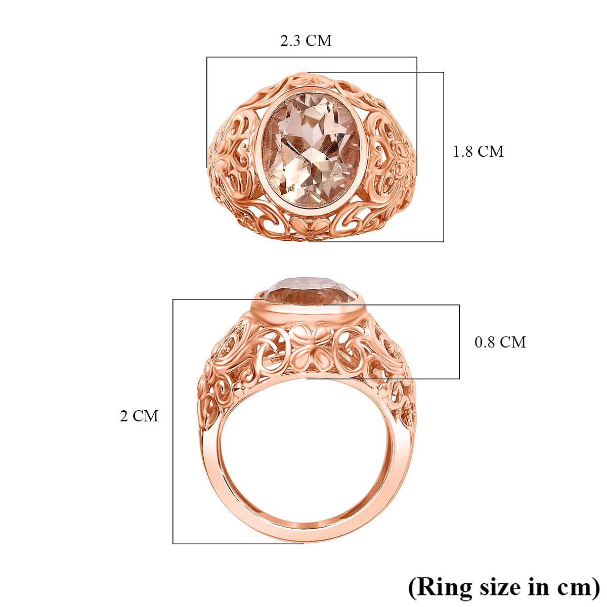 Morganite Triplet Quartz Solitaire Ring in Pure Brass 7859134 5