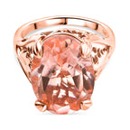 Morganite Triplet Quartz Solitaire Ring in Rose Gold Overlay 10.38 Ct.