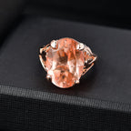 Morganite Triplet Quartz Solitaire Ring in Rose Gold Overlay 10.38 Ct.
