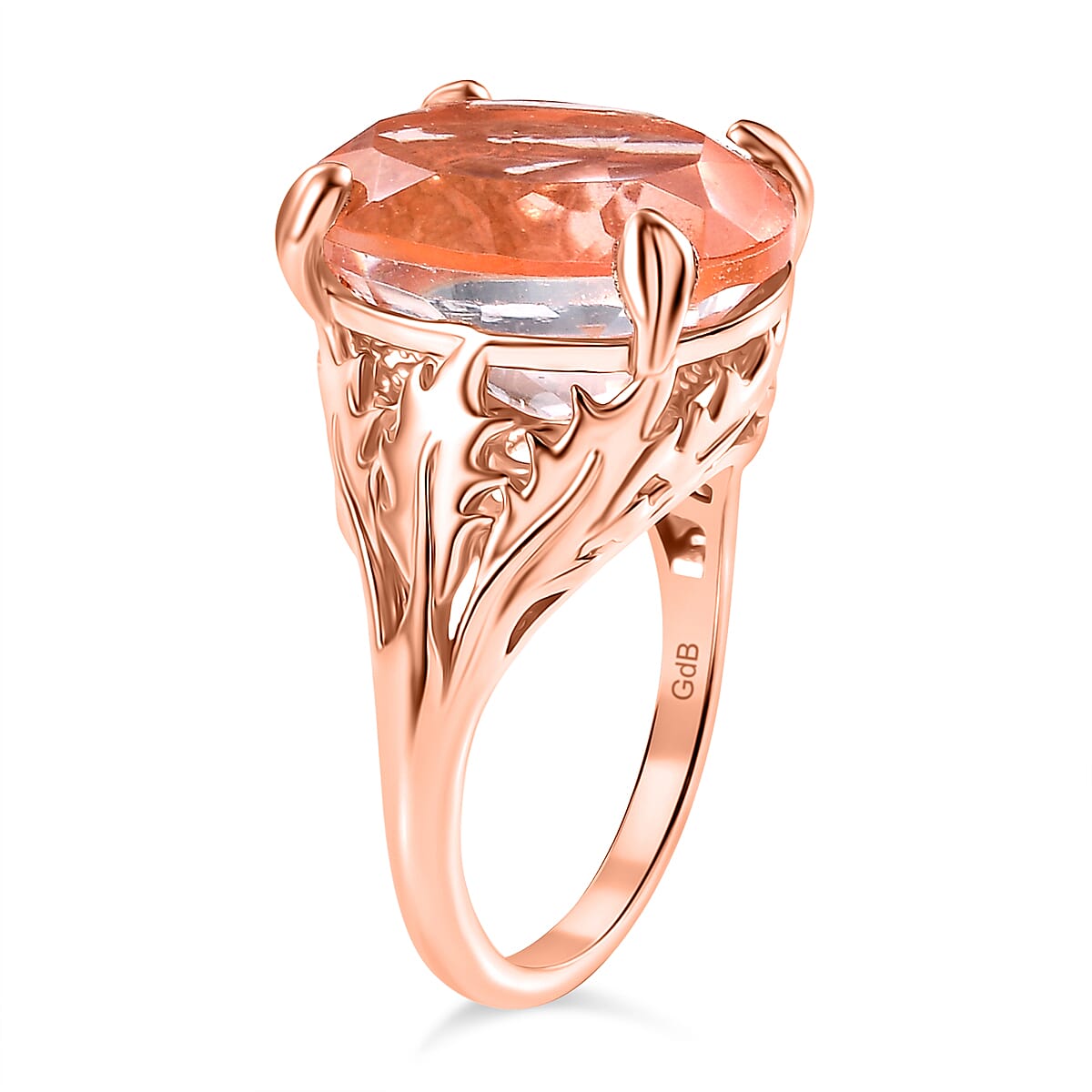 Morganite Triplet Quartz Solitaire Ring in Rose Gold Overlay 10.38 Ct. 7976698 3
