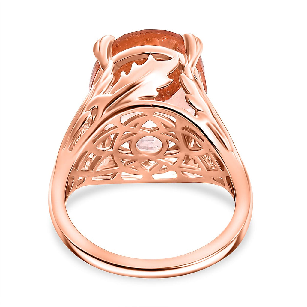 Morganite Triplet Quartz Solitaire Ring in Rose Gold Overlay 10.38 Ct.