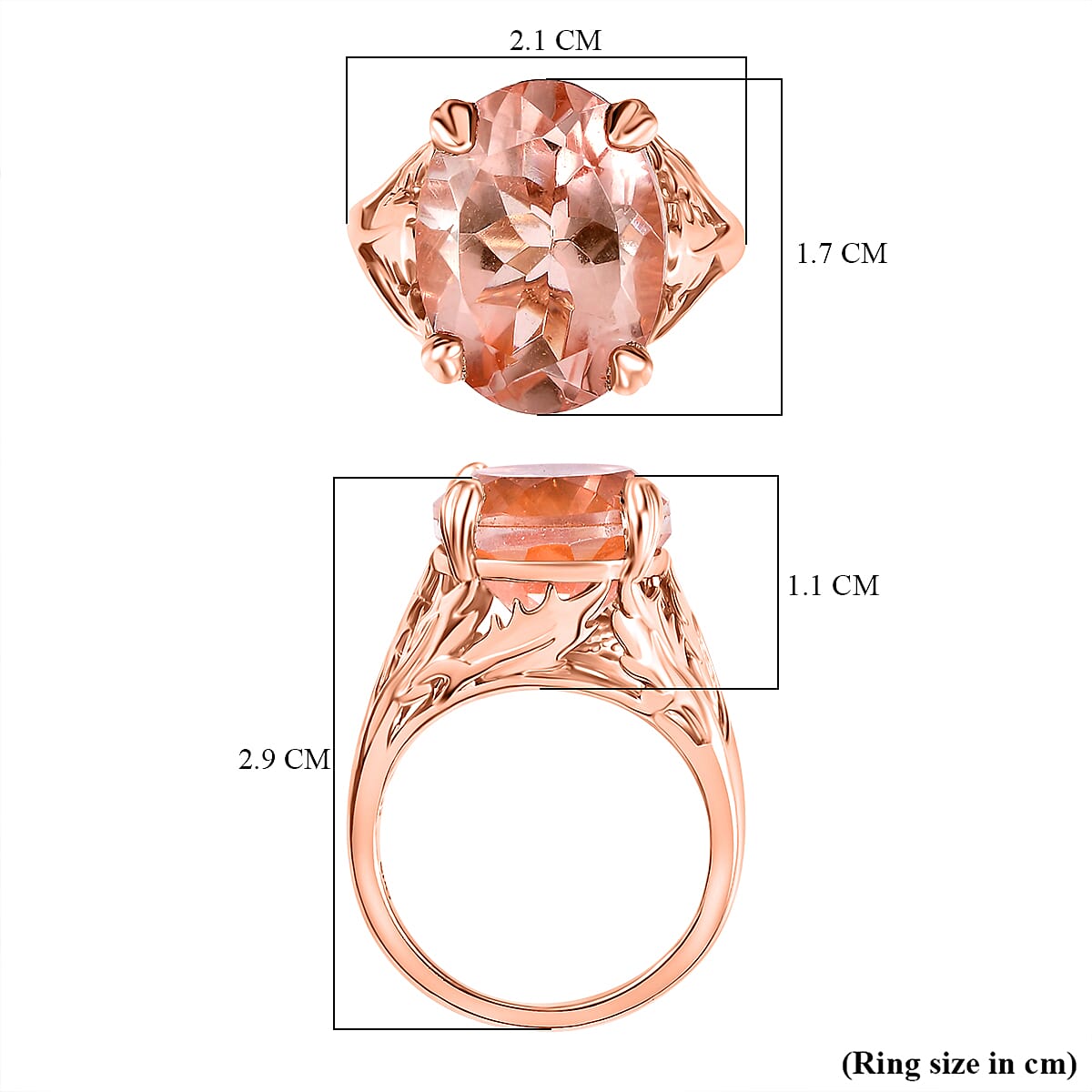 Morganite Triplet Quartz Solitaire Ring in Rose Gold Overlay 10.38 Ct. 7976698 5