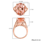 Morganite Triplet Quartz Solitaire Ring in Rose Gold Overlay 10.38 Ct.