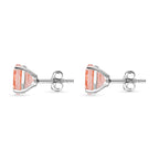 Morganite Colour Quartz Solitaire Stud Earrings in Platinum Overlay Sterling Silver 3.10 Ct