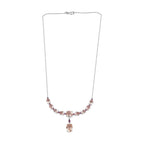 Morganite Colour Quartz, Natural Zircon & Lotus Garnet Necklace (Size - 20) in Platinum Overlay Sterling Silver 24.20 Ct.
