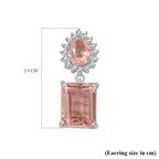 Morganite Colour Quartz & Natural Zircon Earrings in Platinum Overlay Sterling Silver 10.15 Ct.