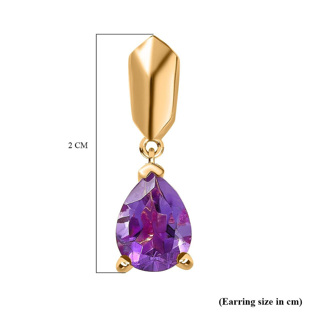 Moroccan Amethyst Solitaire Dangle Earrings in 18K YG Vermeil Plated Sterling Silver 2.00 Ct