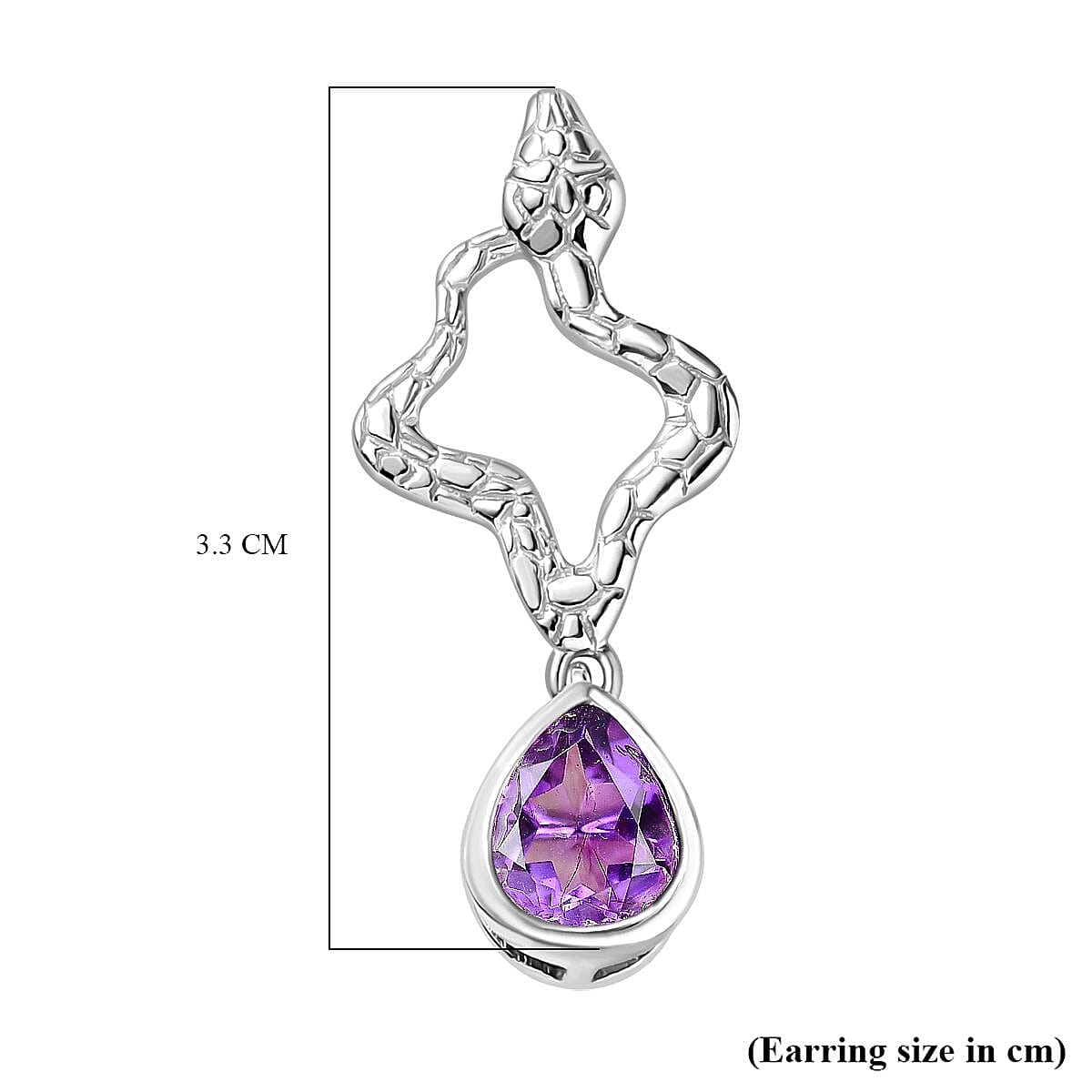 Moroccan Amethyst Solitaire Dangle Earrings in Rhodium Overlay Sterling Silver 3.03 Ct. 7809132 5