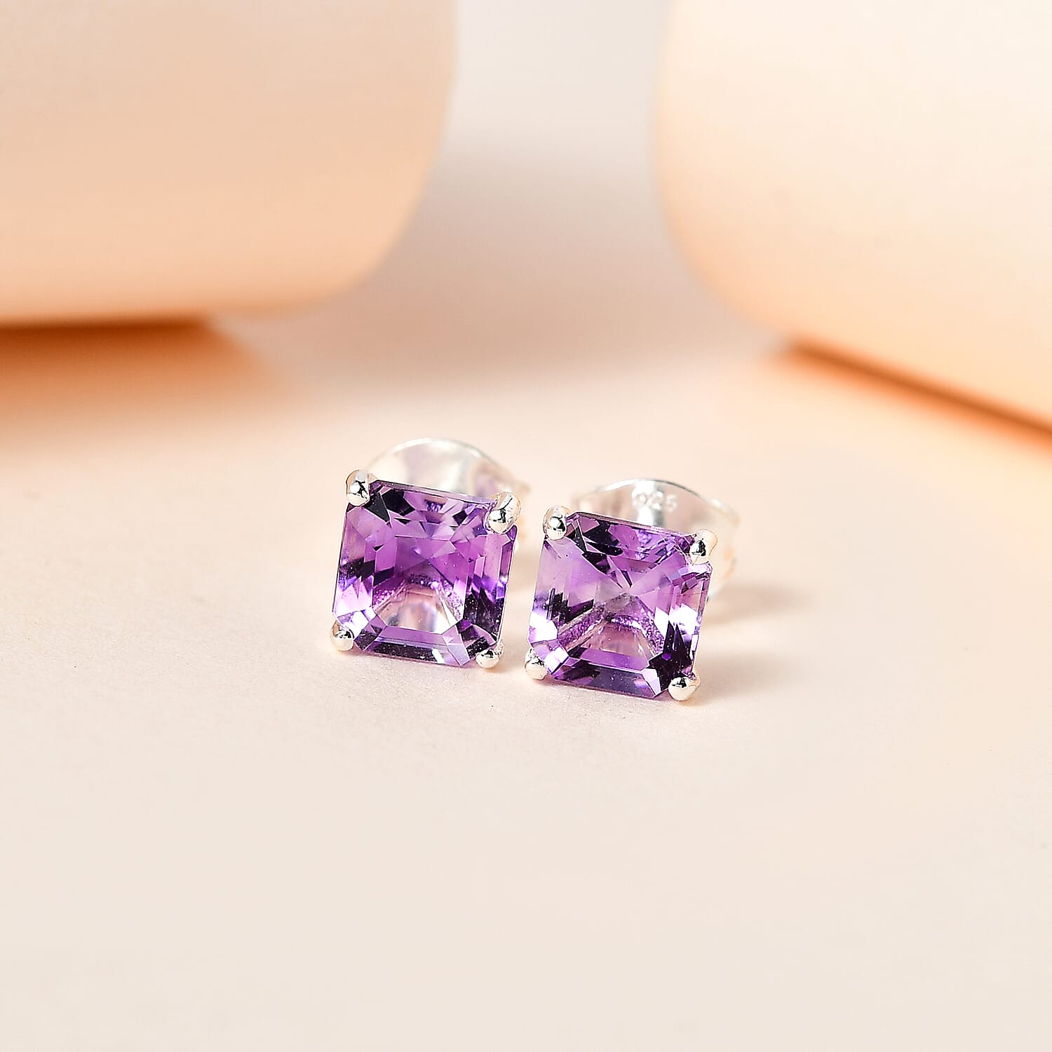 Moroccan Amethyst Solitaire Stud Earrings in Sterling Silver 2.07 Ct 7561599 2