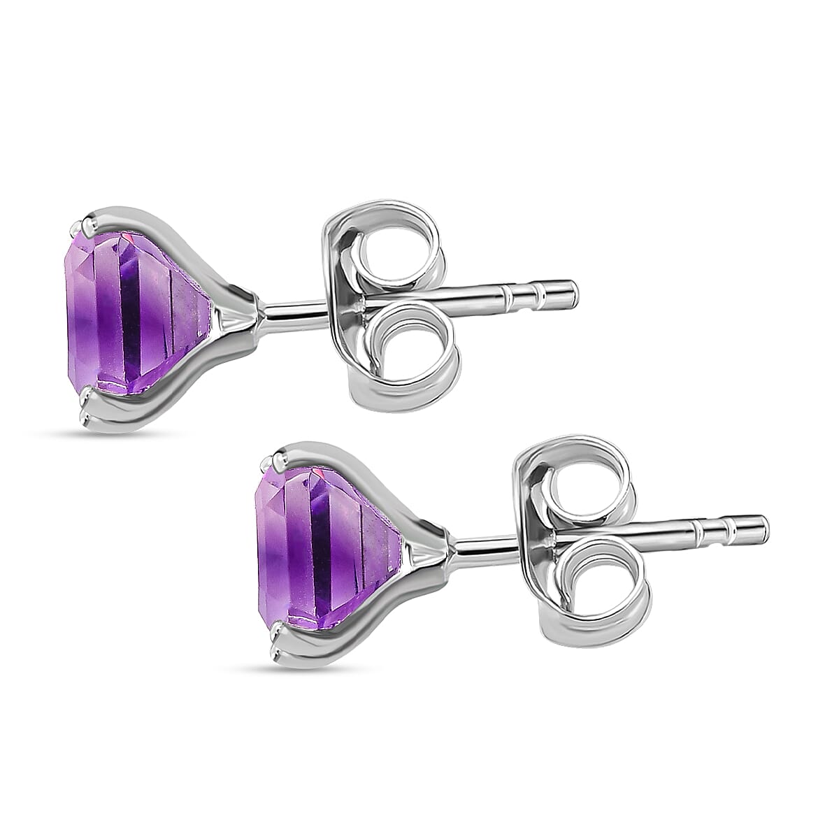 Moroccan Amethyst Solitaire Stud Earrings in Sterling Silver 2.07 Ct 7561599 4