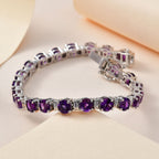 Moroccan Amethyst Tennis Bracelet (Size - 7.5) in Platinum Overlay Sterling Silver 19.10 Ct, Silver Wt. 15.60 GM