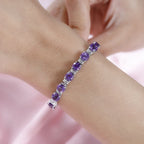 Moroccan Amethyst Tennis Bracelet (Size - 7.5) in Platinum Overlay Sterling Silver 19.10 Ct, Silver Wt. 15.60 GM
