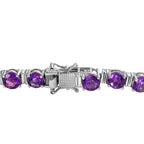Moroccan Amethyst Tennis Bracelet (Size - 7.5) in Platinum Overlay Sterling Silver 19.10 Ct, Silver Wt. 15.60 GM