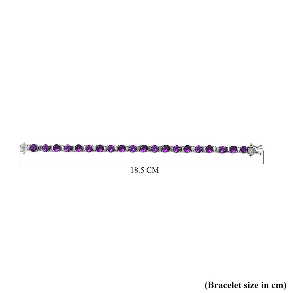 Moroccan Amethyst Tennis Bracelet (Size - 7.5) in Platinum Overlay Sterling Silver 19.10 Ct, Silver Wt. 15.60 GM