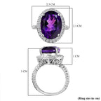 Moroccan Amethyst & Moissanite Ring in Rhodium Overlay Sterling Silver 9.45 Ct.