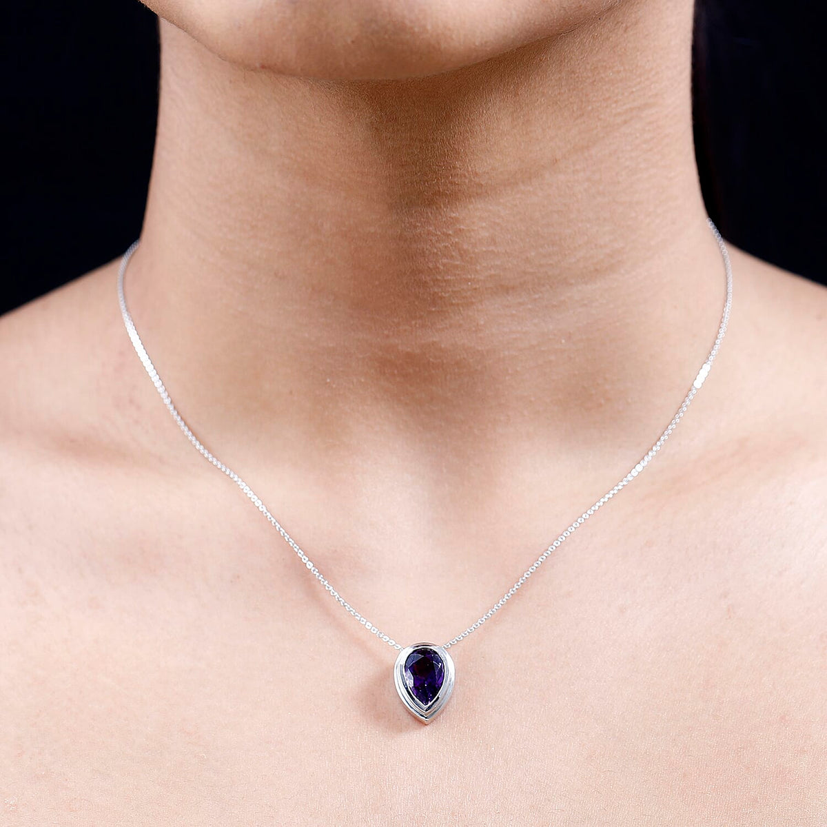 Moroccan Amethyst Solitaire Pendant with Chain (Size 20) in Platinum Overlay Sterling Silver 2.93 Ct, Silver Wt 5.45 GM 4242029 1