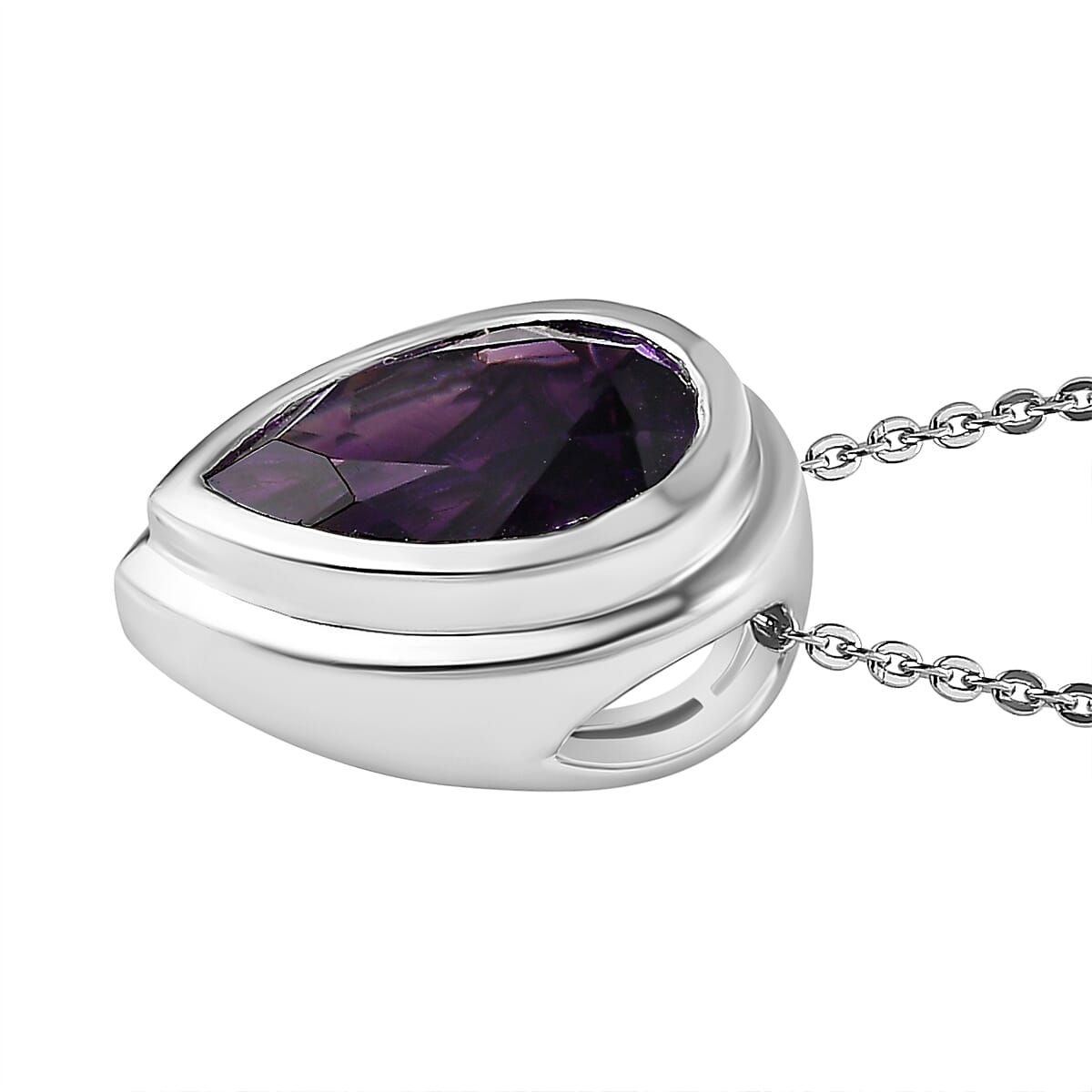 Moroccan Amethyst Solitaire Pendant with Chain (Size 20) in Platinum Overlay Sterling Silver 2.93 Ct, Silver Wt 5.45 GM 4242029 3