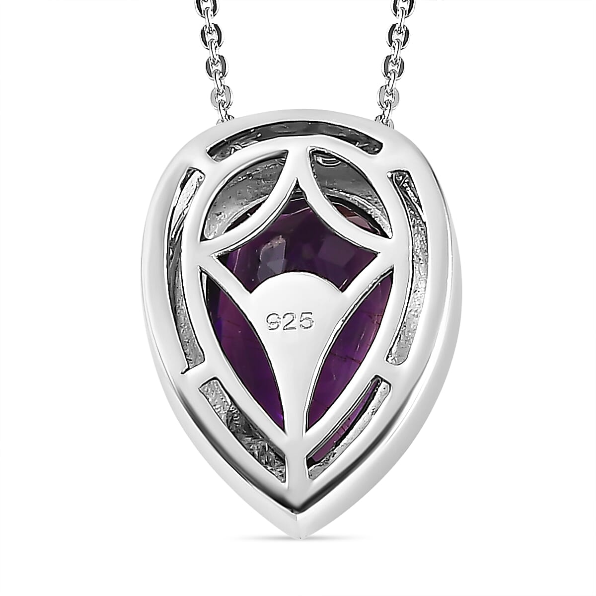 Moroccan Amethyst Solitaire Pendant with Chain (Size 20) in Platinum Overlay Sterling Silver 2.93 Ct, Silver Wt 5.45 GM 4242029 4