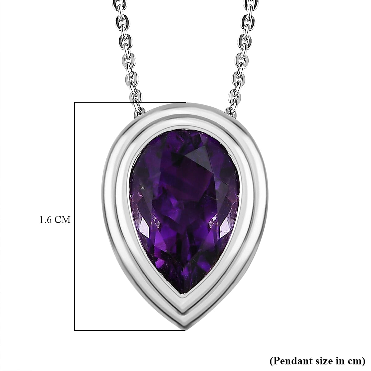 Moroccan Amethyst Solitaire Pendant with Chain (Size 20) in Platinum Overlay Sterling Silver 2.93 Ct, Silver Wt 5.45 GM 4242029 5