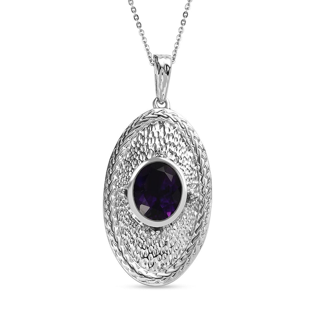 Moroccan Amethyst Pendant with Chain (Size 20) in Platinum Overlay Sterling Silver 1.80 Ct.