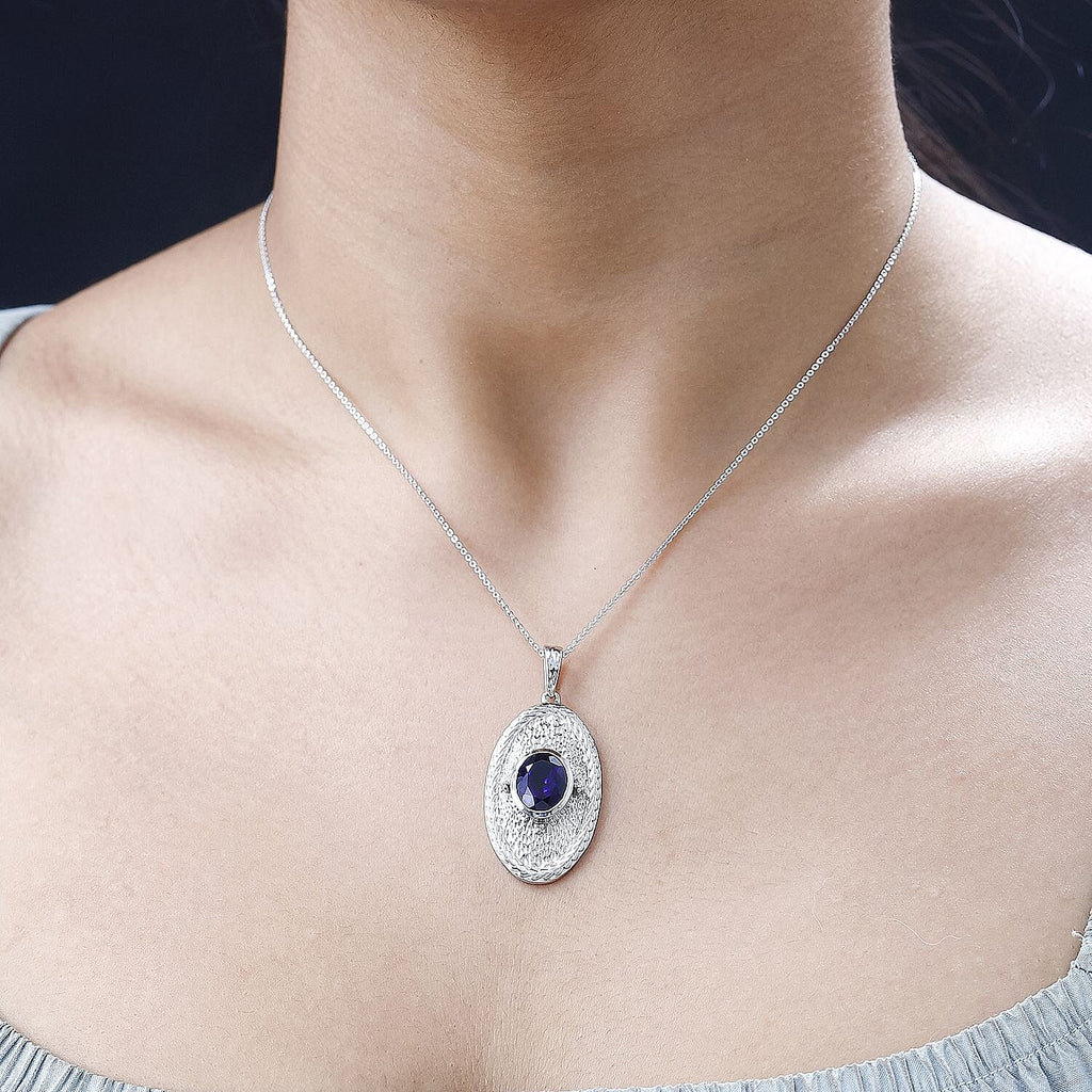 Moroccan Amethyst Pendant with Chain (Size 20) in Platinum Overlay Sterling Silver 1.80 Ct.