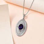 Moroccan Amethyst Pendant with Chain (Size 20) in Platinum Overlay Sterling Silver 1.80 Ct.