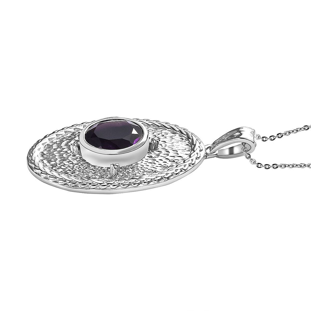 Moroccan Amethyst Pendant with Chain (Size 20) in Platinum Overlay Sterling Silver 1.80 Ct.