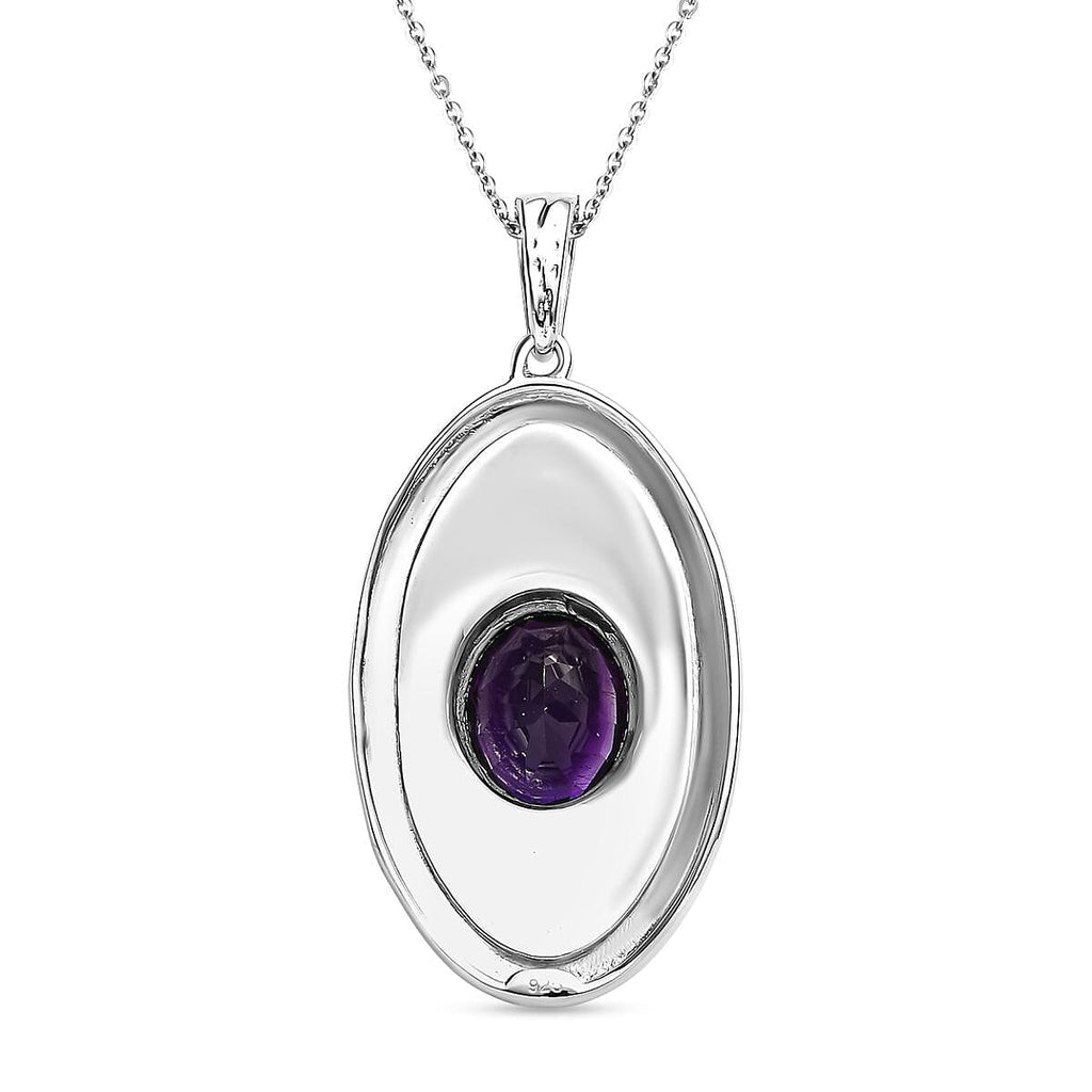 Moroccan Amethyst Pendant with Chain (Size 20) in Platinum Overlay Sterling Silver 1.80 Ct.