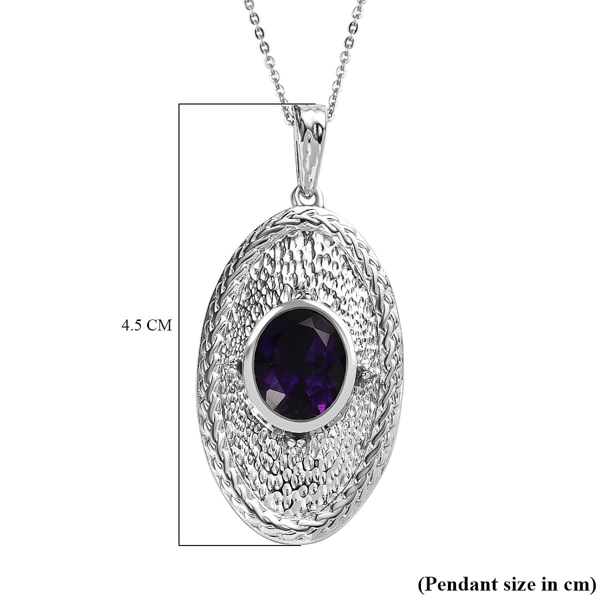 Moroccan Amethyst Solitaire Pendant with Chain (Size 20) in Platinum Overlay Sterling Silver 1.80 Ct, Silver Wt. 5.50 GM 4244667 7