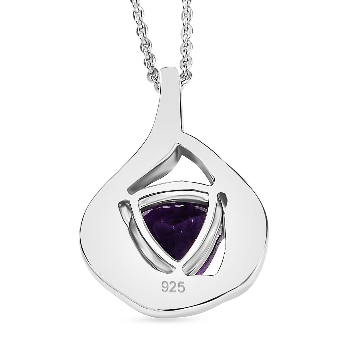 Natural Moroccan Amethyst Elegant Twist Pendant with Chain (Size 20) in Rhodium Overlay Sterling Silver 1.20 Ct. 4389009 5