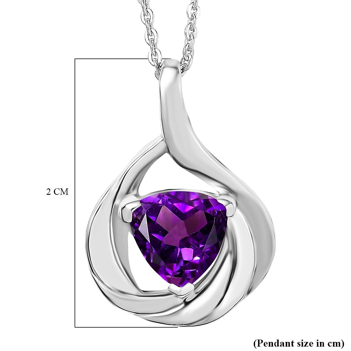 Natural Moroccan Amethyst Elegant Twist Pendant with Chain (Size 20) in Rhodium Overlay Sterling Silver 1.20 Ct. 4389009 6