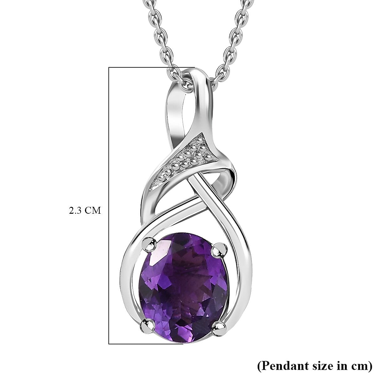 Moroccan Amethyst Solitaire Pendant with Chain (Size 20) in Rhodium Overlay Sterling Silver Wt. 5.3 Gms 1.780 Ct. 4283517 5
