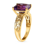 Moroccan Amethyst Solitaire Ring in 18K Yellow Gold Vermeil Plated Sterling Silver 4.10 Ct.
