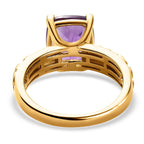 Moroccan Amethyst Solitaire Ring in 18K Yellow Gold Vermeil Plated Sterling Silver 4.10 Ct.