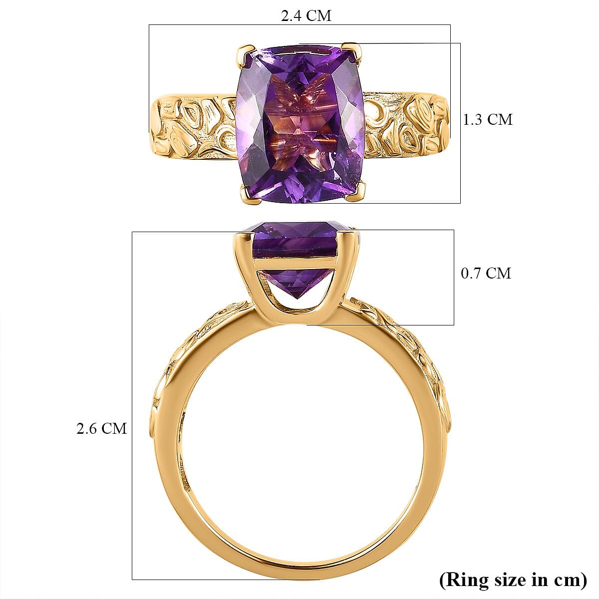Moroccan Amethyst Solitaire Ring in 18K Yellow Gold Vermeil Plated Sterling Silver 4.10 Ct. 7582506 5