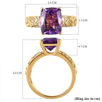 Moroccan Amethyst Solitaire Ring in 18K Yellow Gold Vermeil Plated Sterling Silver 4.10 Ct.