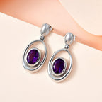 Moroccan Amethyst Solitaire Earrings in Platinum Overlay Sterling Silver 2.33 Ct, Silver Wt 5.70 Ct.