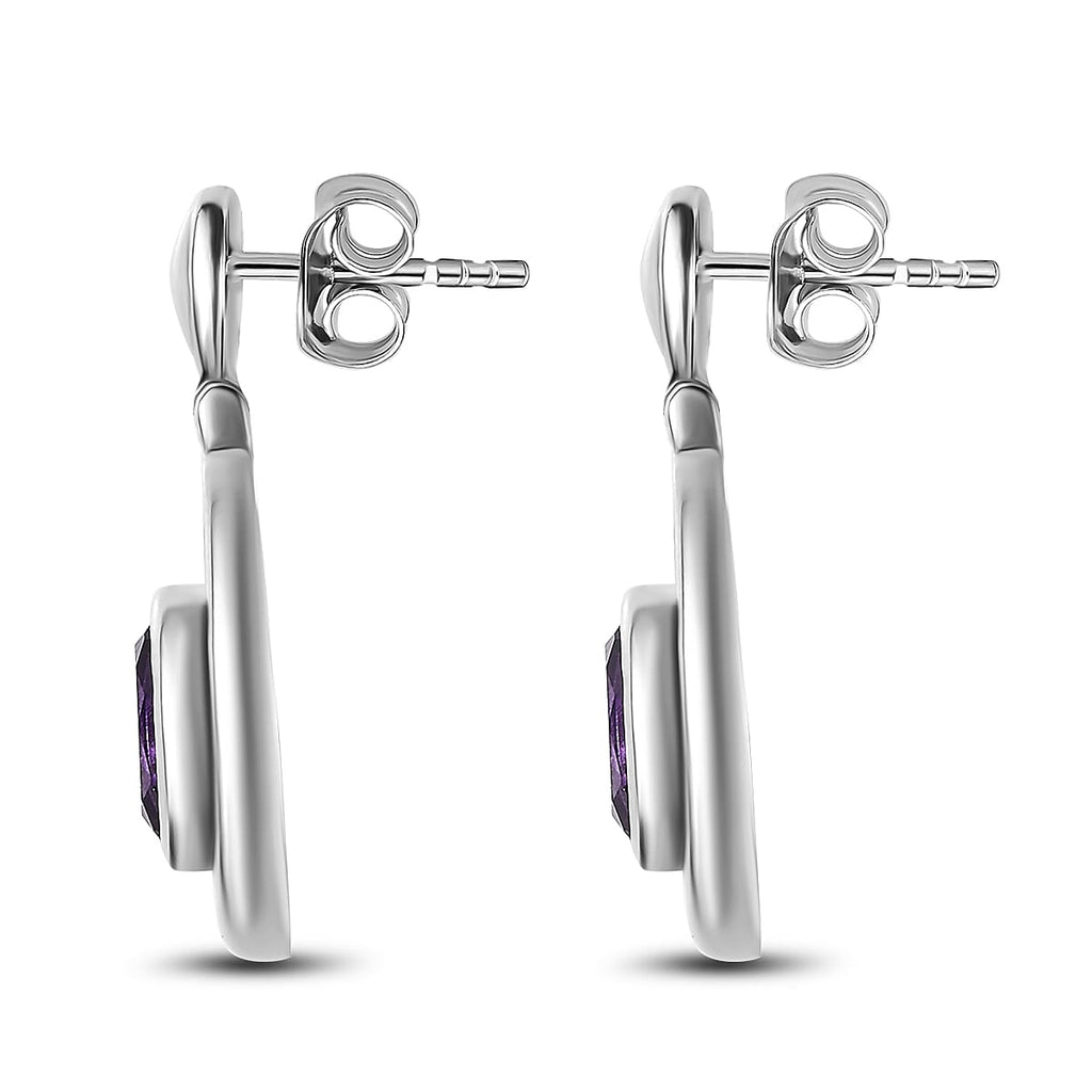 Moroccan Amethyst Solitaire Earrings in Platinum Overlay Sterling Silver 2.33 Ct, Silver Wt 5.70 Ct.