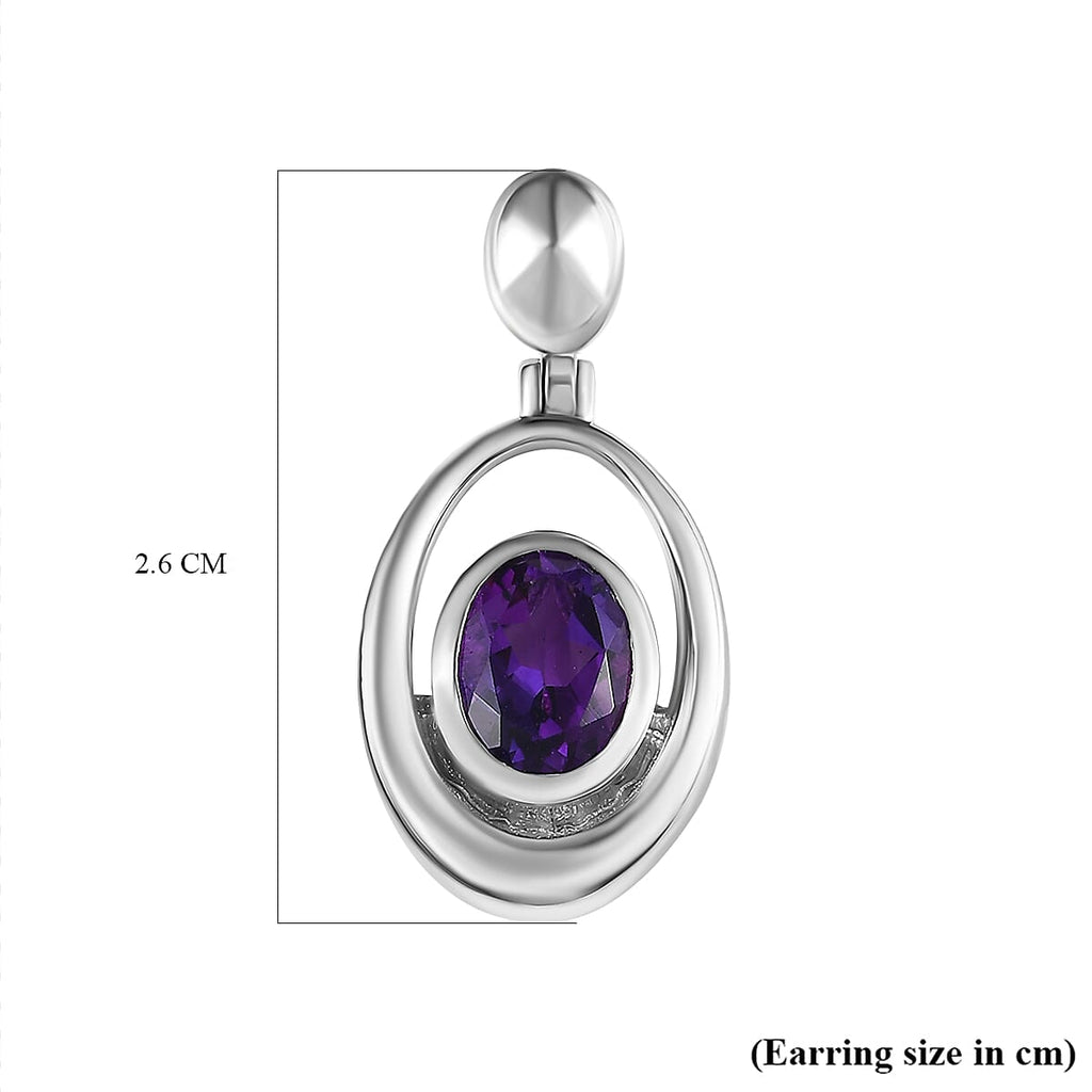 Moroccan Amethyst Solitaire Earrings in Platinum Overlay Sterling Silver 2.33 Ct, Silver Wt 5.70 Ct.