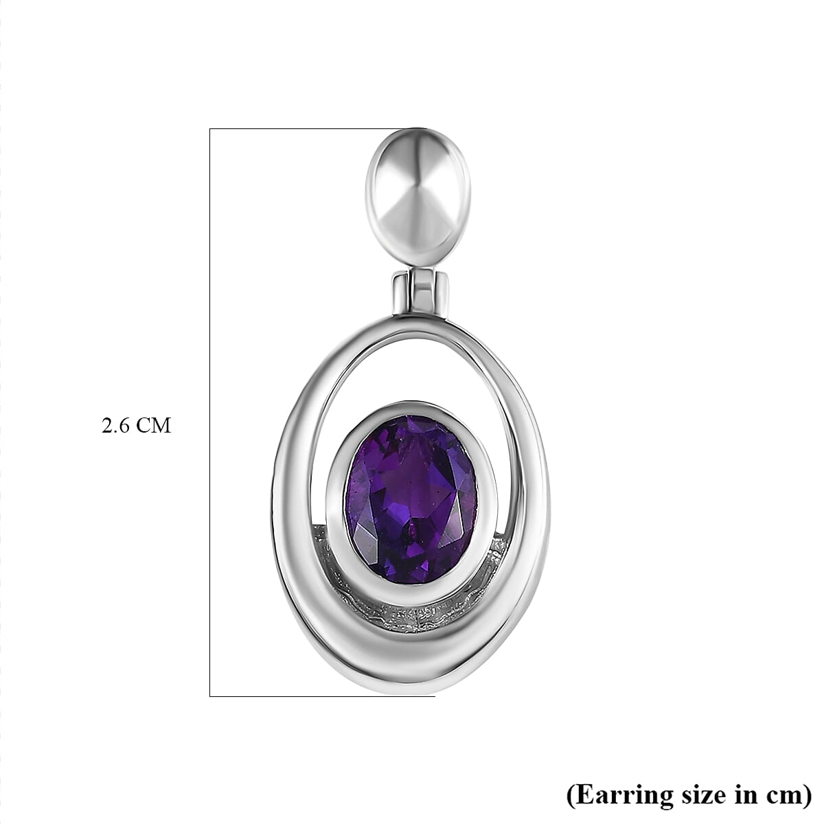 Moroccan Amethyst Solitaire Earrings in Platinum Overlay Sterling Silver 2.33 Ct, Silver Wt 5.70 Ct. 7699679 5