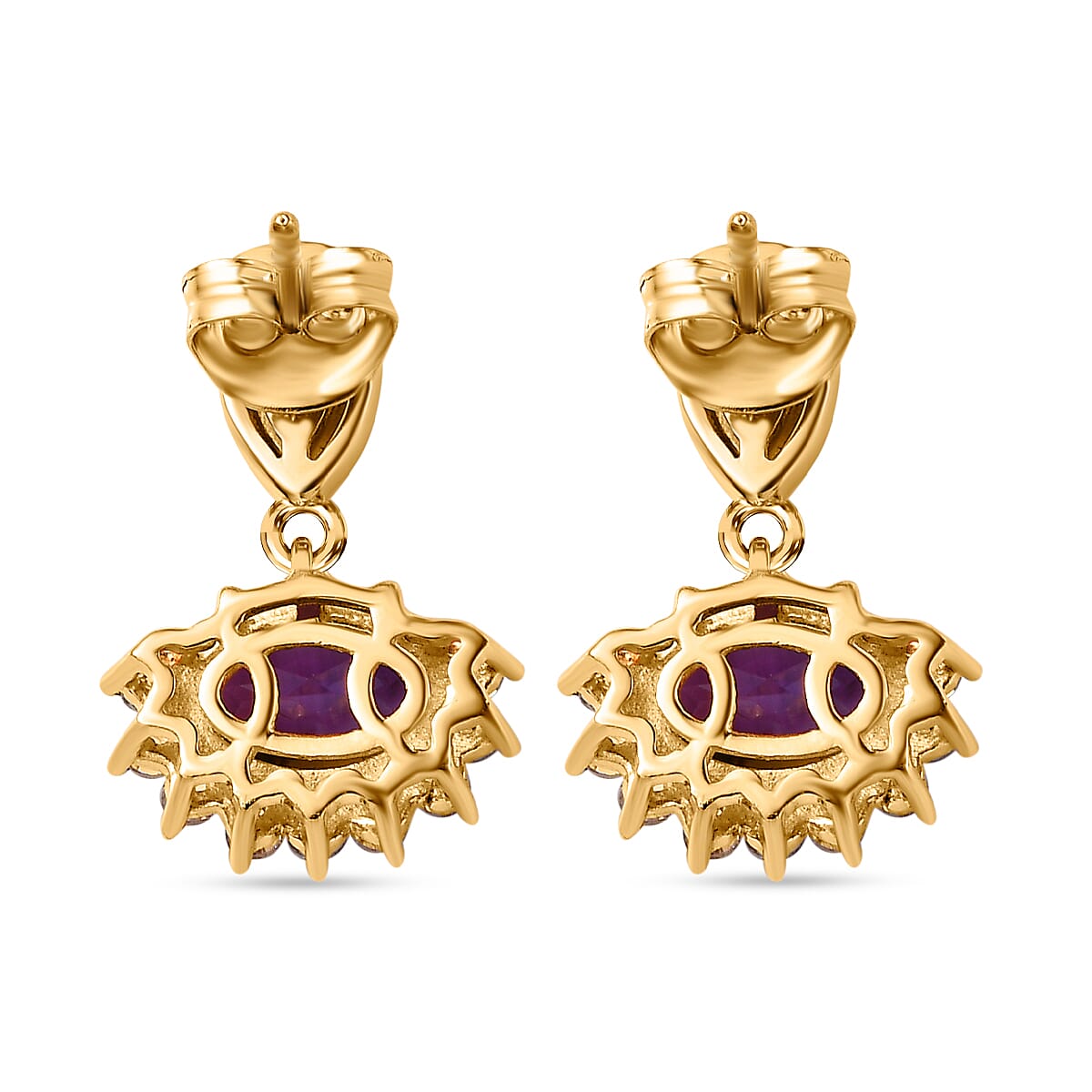 Moroccan Amethyst, Natural Zircon &amp; Ethiopian Welo Opal Earrings in 18K Yellow Gold Vermeil Plated Sterling Silver 3.18 Ct. 7693091 5