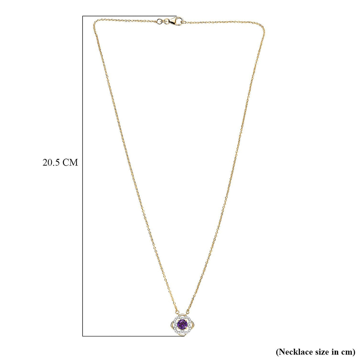 Natural Moroccan Amethyst &amp; White Zircon Blooming Elegance  Necklace (Size - 20) in 18K Vermeil Yellow Gold Plated Sterling Silver 1.08 Ct. 8165045 6
