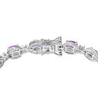Moroccan Amethyst & Natural Zircon Tennis Bracelet (Size - 7,5) in Rhodium Overlay Sterling Silver 9.07 Ct, Silver Wt. 13.00 GM