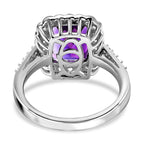 Moroccan Amethyst and Natural Zircon Halo Ring in Platinum Overlay Sterling Silver 3.60 Ct