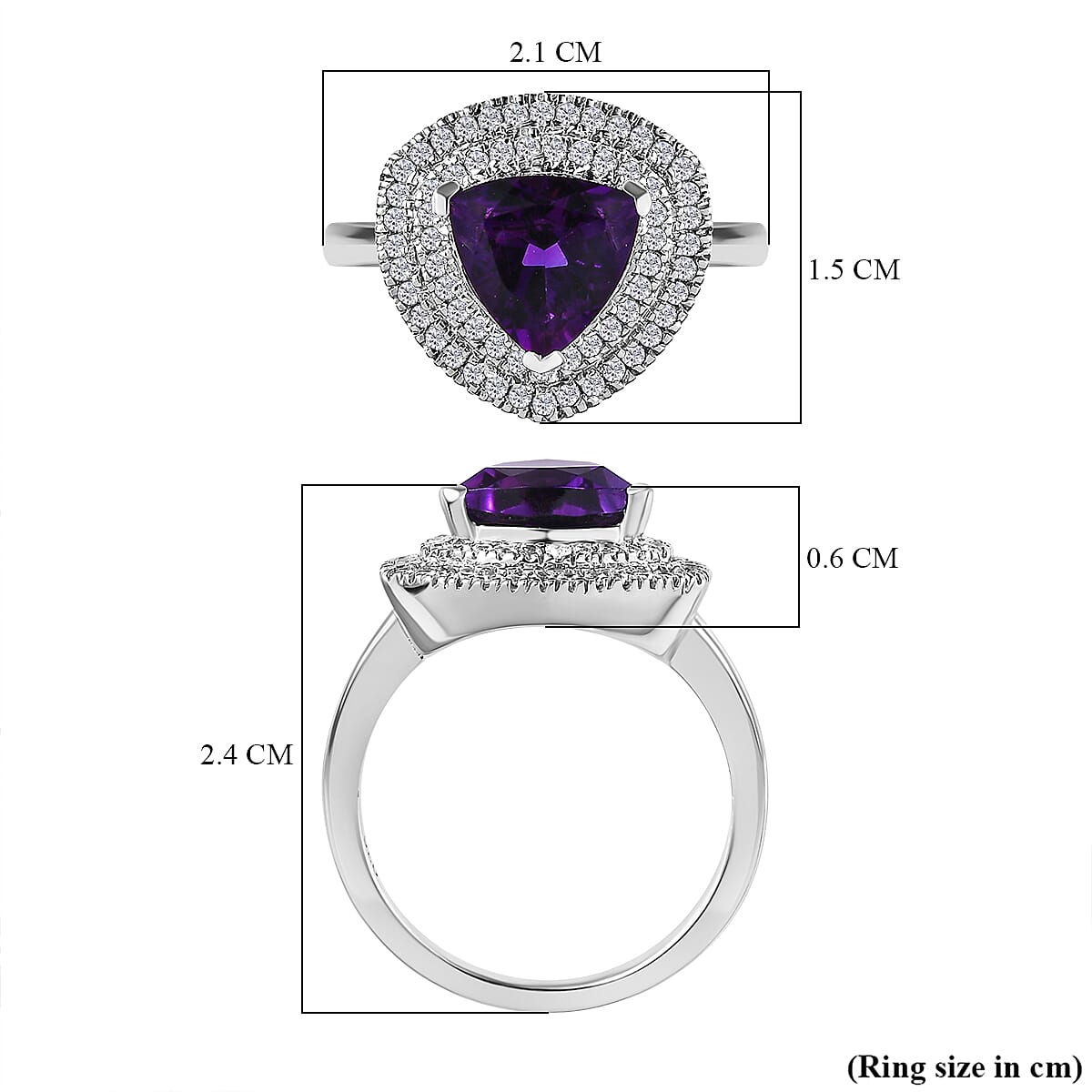 Moroccan Amethyst &amp; Natural Zircon Halo Ring in Platinum Overlay Sterling Silver 2.34 Ct. 7699652 5