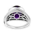Moroccan Amethyst & Natural Zircon Ring in Platinum Overlay Sterling Silver 5.55 Ct